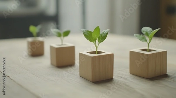 Fototapeta Wooden blocks representing responsibility in ESG, highlighting sustainability and environmental stewardship in corporate strategy