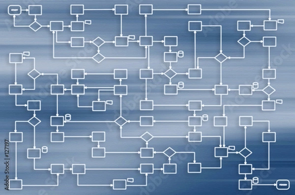 Obraz business process 2d on blue background