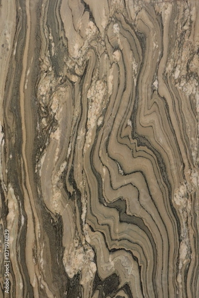 Fototapeta surface marble close-up wavy patterns with various shades of beige, brown, and dark gray.
