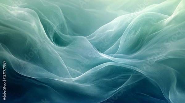 Fototapeta Abstract soft flowy turquoise fabric in a dreamy atmosphere