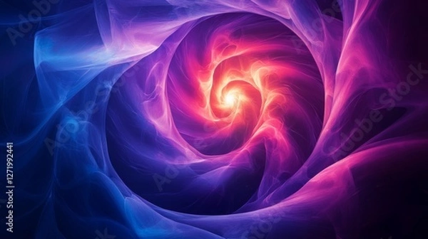 Fototapeta Abstract swirling vortex of vibrant colors emanating from a bright core