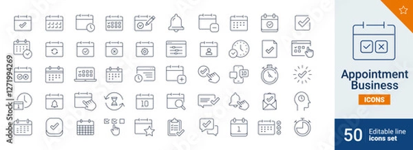 Fototapeta Appointment icons Pixel perfect. Time, day, check, ....	
