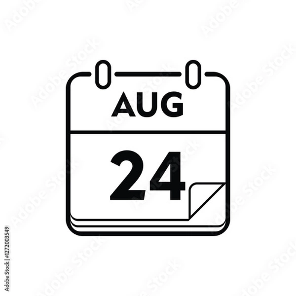 Obraz calender icon, 24 august icon with white background