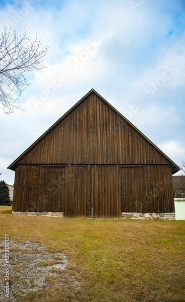 Obraz front view of a wooden barn in the Lower Austrian Waldviertel district