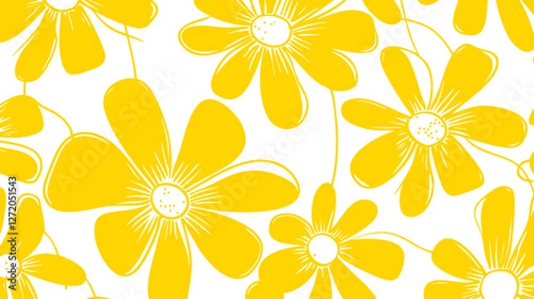 Fototapeta Daisy vector pattern, Flowers pattern