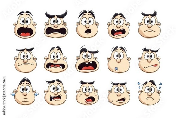 Fototapeta cartoon man faces with different expressions
