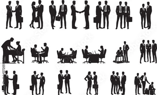 Obraz  Group of  working people silhouettes 