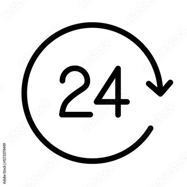 Fototapeta Circular line icon representation of a 24-hour time cycle with an arrow indicating continuity and fluidity in daily activities