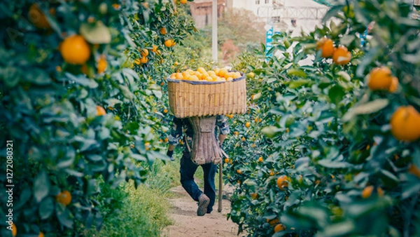 Obraz Chinese Orange Planting and Picking