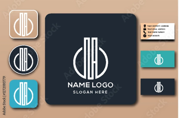 Obraz Logo mockup featuring a circular design with vertical lines.