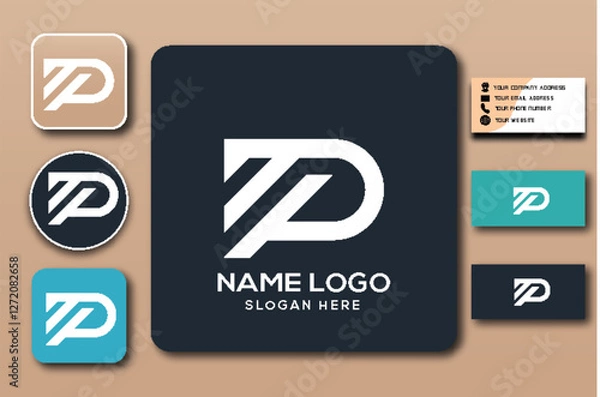 Obraz Logo design mockup with business card and app icons.