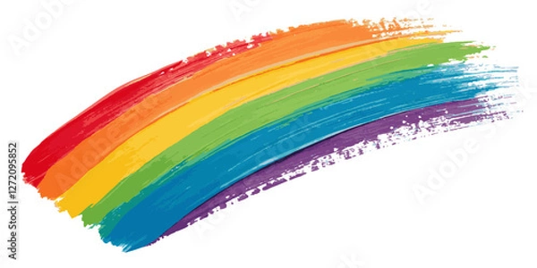 Obraz Abstract vibrant rainbow color brush stoke paint surface texture white background.