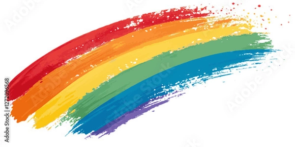 Obraz Abstract vibrant rainbow color brush stoke paint surface texture white background.