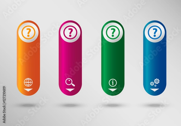 Obraz Question mark icon on vertical infographic design template, can