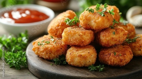 Fototapeta crispy chicken nuggets isolated