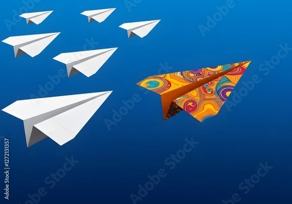 Obraz Colorful Paper Airplane Standing Out