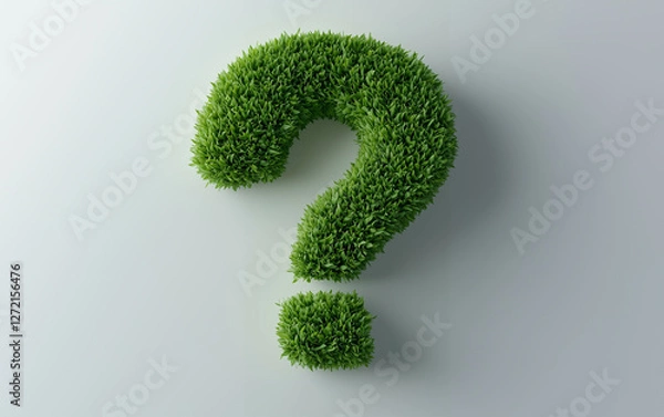 Fototapeta Grass shape question mark on white background. Green grass question mark. Grass question mark symbol