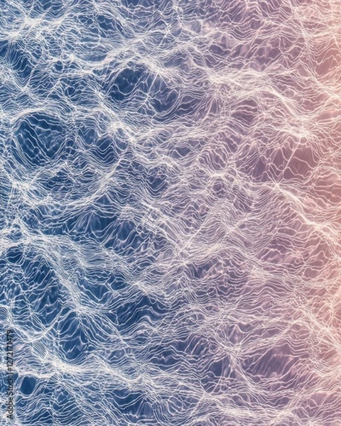 Fototapeta Abstract Light and Shadow Pattern on Rippling Water Surface with Blue and Pink Gradient