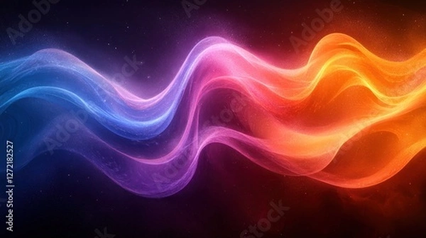 Fototapeta Abstract glowing waves in space background