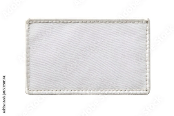 Fototapeta Blank rectangular fabric patch mockup with stitched border on white background, perfect for branding design. Png file on transparent background.