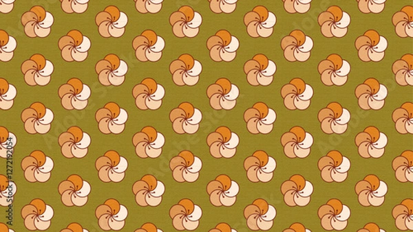 Fototapeta retro pop geometric flower motif seamless pattern, vector graphic resources, 16:9 widescreen wallpaper / backdrop,	