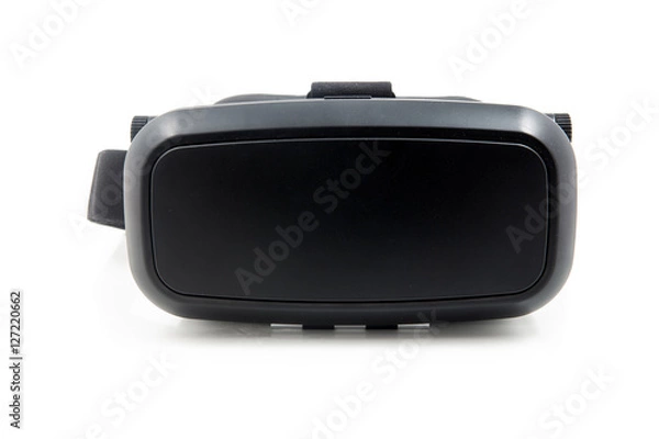 Obraz VR  realtà virtuale metà trasformato vista frontale isolato su sfondo bianco. Gioco del futuro 