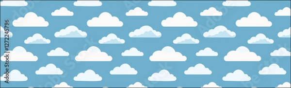 Obraz Sky with clouds simple pattern print, vector background