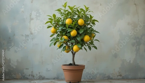Obraz Dwarf lemon tree in pot