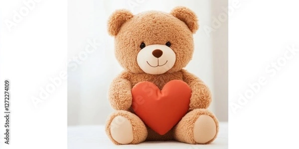 Fototapeta Brown Teddy Bear Holding a Red Heart