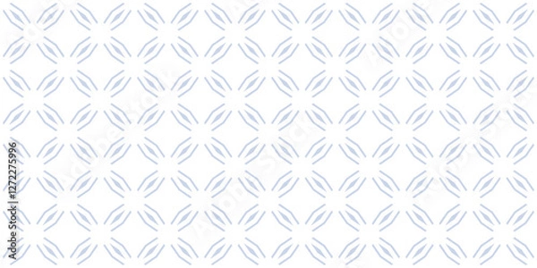 Fototapeta Minimalist abstract geometric seamless pattern in oriental style. Luxury vector background. Simple graphic ornament. White and blue texture with lines, diamond grid, lattice, net, tiles. Repeat design