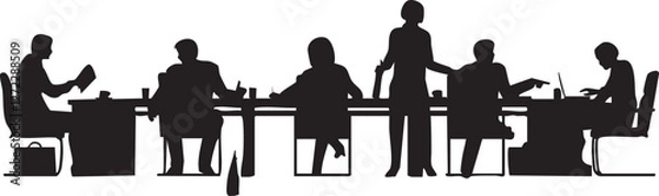 Fototapeta silhouette of people sitting at a table vector illustration Adobe Illustrator Artwork