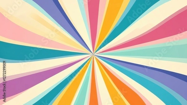 Fototapeta Dive into vibrant s vibes with colorful starburst rays and funky waves. Perfect for a groovy retro backdrop