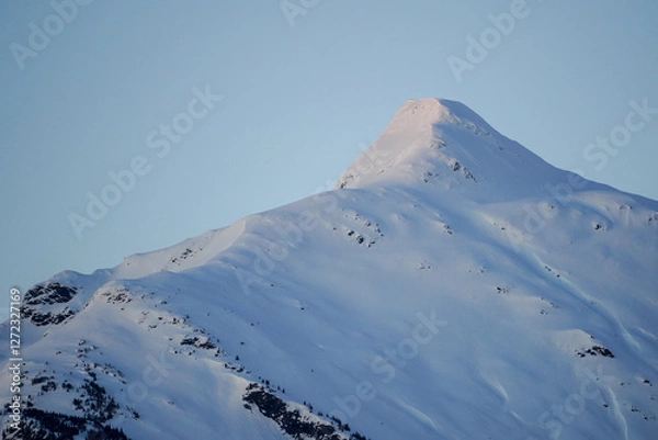 Obraz Snow capped mountain peak at dusk