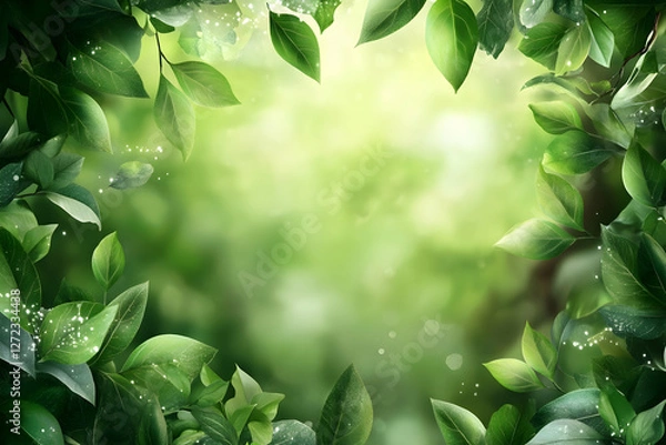 Fototapeta Lush green foliage background creating a fresh and vibrant nature theme