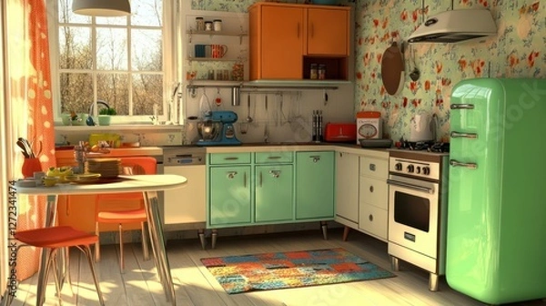 Obraz Sunny Retro Kitchen, Spring Day