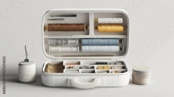 Fototapeta Sewing kit studio shot, threads, tools