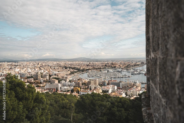 Fototapeta Bellver Castle in Palma de Mallorca. View of the city from the castle.