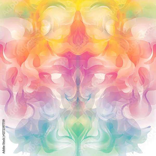 Fototapeta Abstract Fluid Art with Symmetry and Vibrant Pastel Color Palette Vector Graphic Design Illustration.