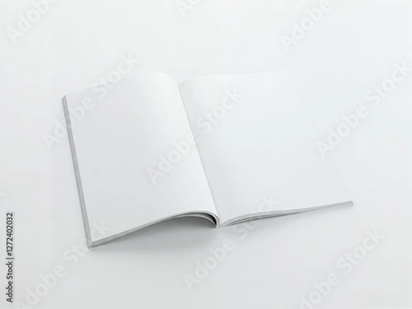 Obraz A blank white magazine, open to a double-page spread, ready for your content.