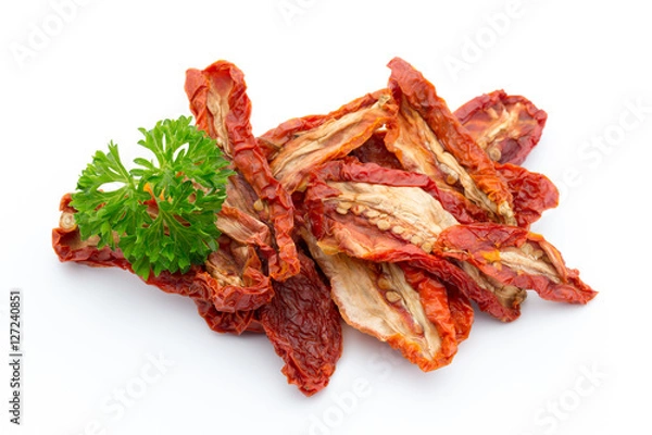 Obraz Dried tomatoes isolated on white background.