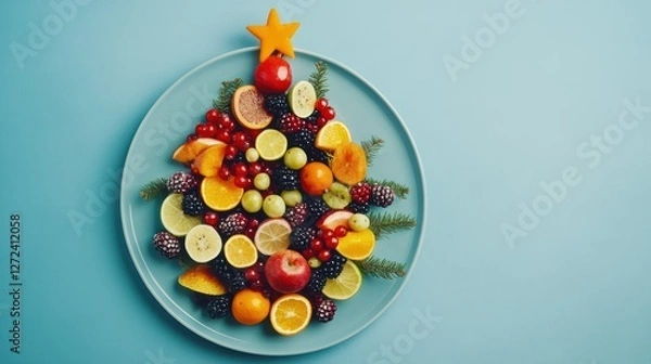Obraz Festive fruit Christmas tree platter