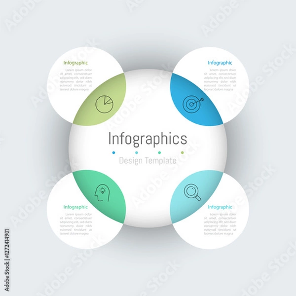 Fototapeta Infographic 4 options design elements for your business data. Vector Illustration.