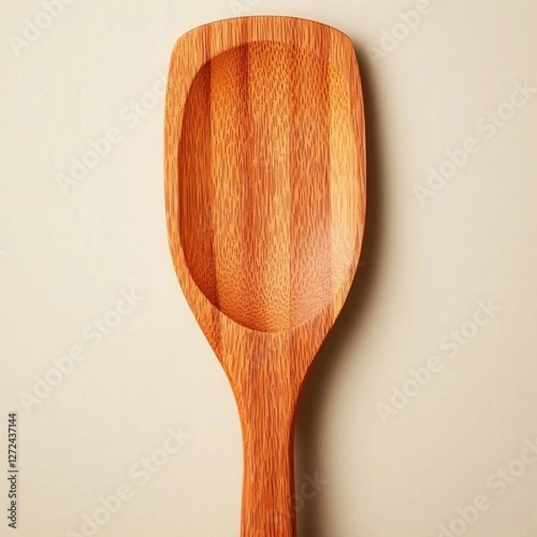 Fototapeta Wooden ladle on a plain background ideal for cooking recipes and kitchenware product shots