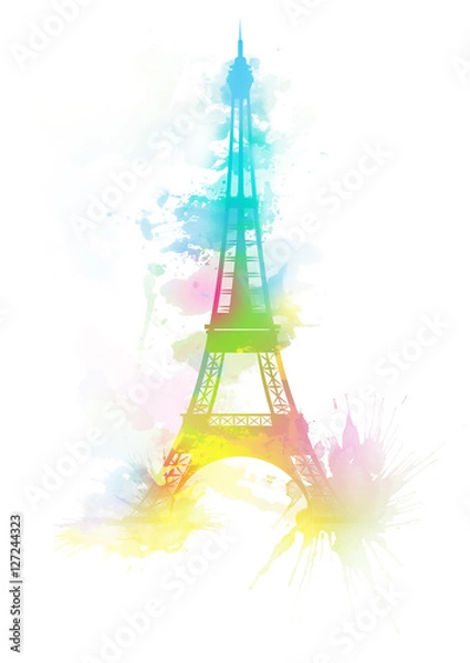 Obraz Eiffel Tower watercolor background illustration