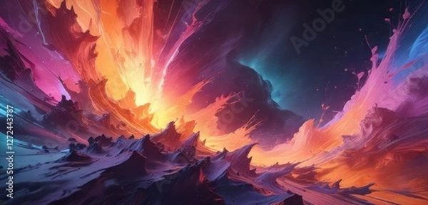 Fototapeta Ethereal abstraction on soft canvas background, soft focus, dreamy atmosphere