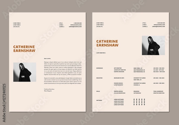 Obraz Minimalist Modern Resume and Cover Letter Layout Template with Photo