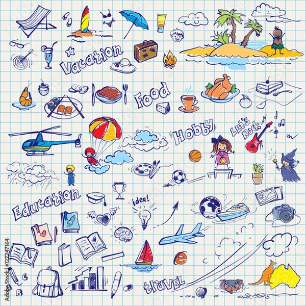 Obraz hand drawn doodles big vector set