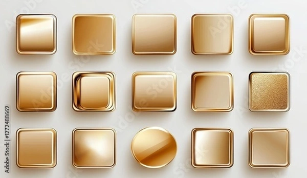 Fototapeta Elegant Set of Golden Square and Circular Shapes for Design Use