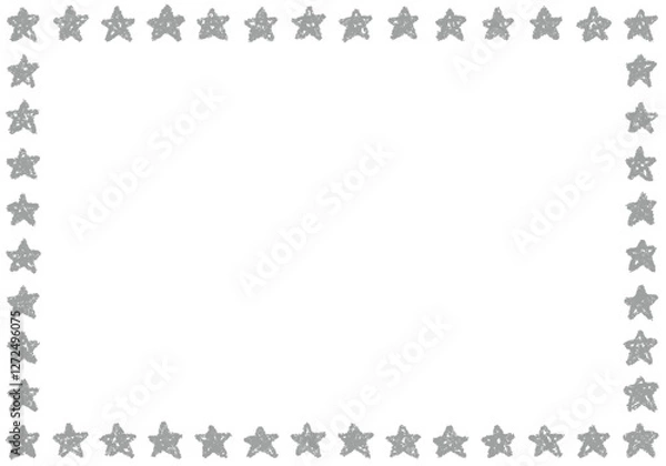 Fototapeta 手描きのクレヨン素材　背景　星のフレーム