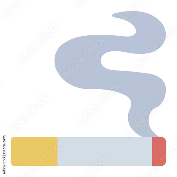 Fototapeta Burning cigarette flat icon emphasizing smoking product features and fire related risks